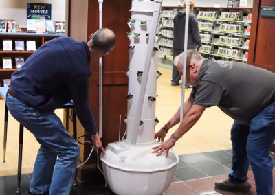 Moving the Tower Garden next to the circulation desk